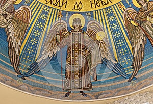 Archangel Gabriel. Mosaic icon in orthodox church