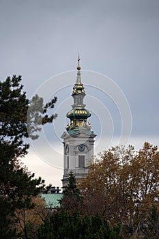 Holy Archangel Michael orthodox church tower in Belgrade