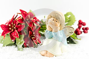 Holy baby Angel with poinsettia