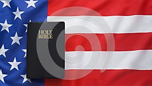 Holy Bible And American Flag