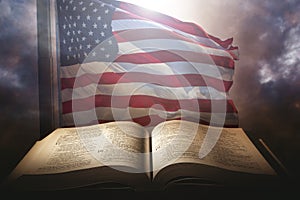 Holy Bible with the american flag