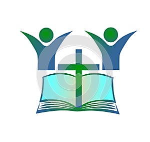 Holy bible and cross logo icon