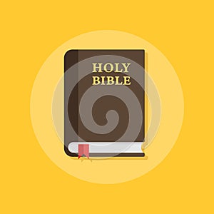 Holy bible icon in flat style. Christianity book vector illustration on isolated background. Religion sign business concept