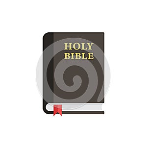 Holy bible icon in flat style. Christianity book vector illustration on isolated background. Religion sign business concept