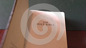 Holy Bible with leather cover.