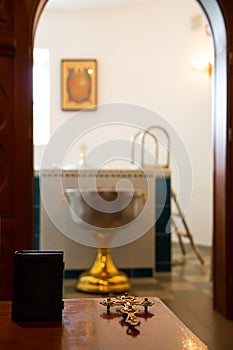 Holy Bible, Orthodox cross and Bowl