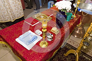 Holy Bible on the priest table 
