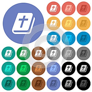 Holy bible round flat multi colored icons