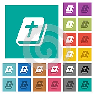 Holy bible square flat multi colored icons