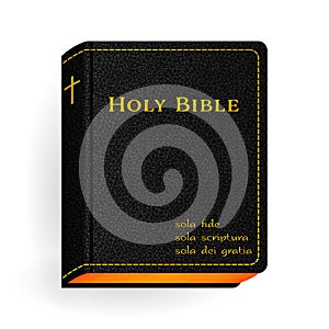 Holy Bible. Vector Vintage Leather Black Book