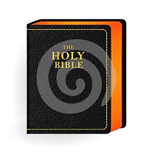 Holy Bible. Vector Vintage Leather Black Book