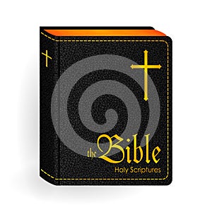 Holy Bible. Vector Vintage Leather Black Book