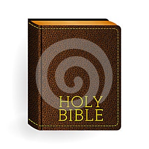 Holy Bible. Vector Vintage Leather Brown Book