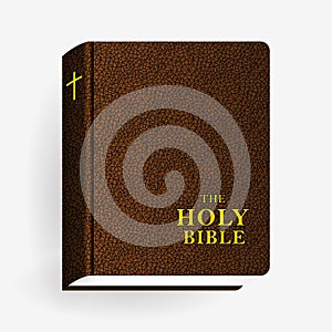 Holy Bible. Vector Vintage Leather Brown Book