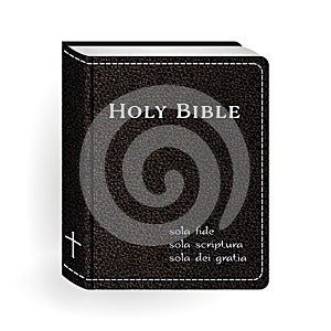 Holy Bible. Vector Vintage Leather Brown Book