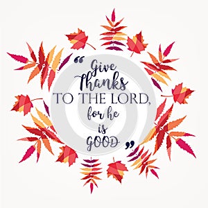 Bible verses, quote with colorful leaf design. vector illustration photo
