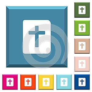 Holy bible white icons on edged square buttons