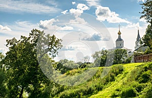 Holy Bogolyubovo Monastery in sunny summer day, Vladimir region, Russia.