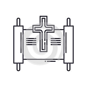 Holy book icon, linear isolated illustration, thin line vector, web design sign, outline concept symbol with editable