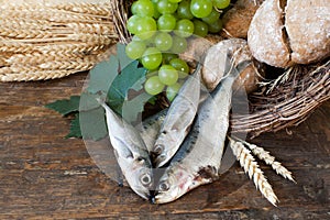 Holy bread with basket of fish