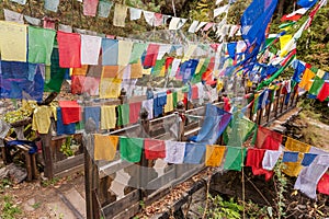 Holy bridge with colourful prayer flags