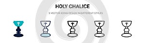 Holy chalice icon in filled, thin line, outline and stroke style. Vector illustration of two colored and black holy chalice vector