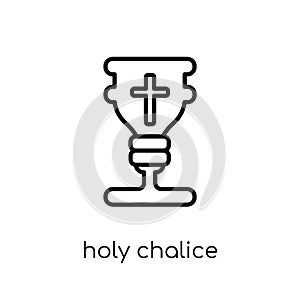 Holy chalice icon. Trendy modern flat linear vector Holy chalice