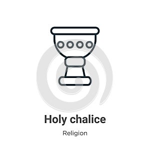 Holy chalice outline vector icon. Thin line black holy chalice icon, flat vector simple element illustration from editable