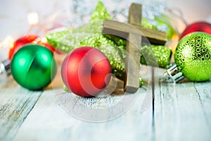 Holy Christian Cross and Christmas Holiday Theme Background