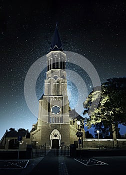 Holy Clemens church in Nuenen by night
