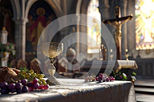 Holy Communion. The background of the Lent Passion Week. Easter conce