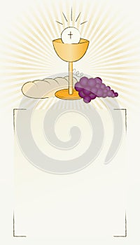 Holy Communion Bread, wine and chalice photo