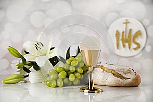 Holy Communion Bread, Wine for christianity religion