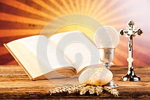 Holy of communion, bright background, saturated concept