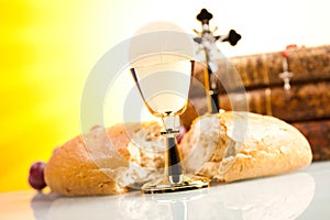 Holy communion, bright background, saturated concept