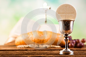 Holy of communion, bright background, saturated concept