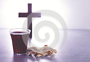 Holy Communion of the Christian Faith of Wine and Unleavened Bread photo