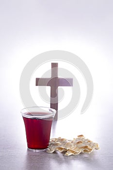 Holy Communion of the Christian Faith of Wine and Unleavened Bread photo