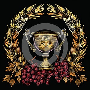 holy communion composition square illustration on black