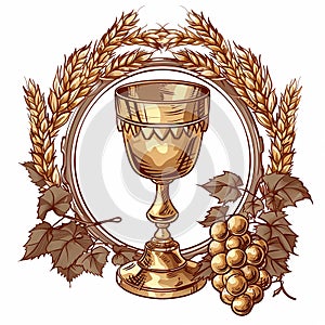 holy communion composition square illustration on white background