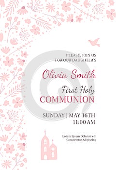 Holy Communion invitation design template. Christianity illustration.