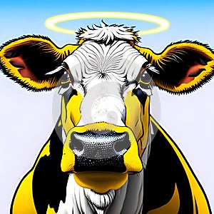 Holy Cow - Yellow cow with nimbus