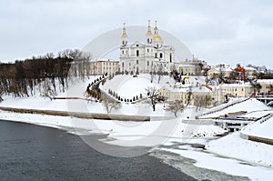 Holy Dormition Cathedral on Uspenskaya mountain over Western Dvina River, Vitebsk, Belarus