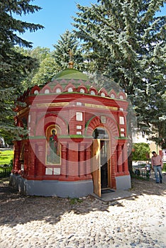 The city of Pechora. The Holy Dormition Pskov-Pechersk Monastery. Chapel over the Holy Spring