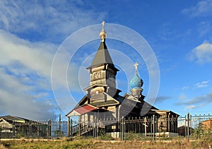 Holy Epiphany Church in the village of Khatanga, Krasnoyarsk Territory. Russia