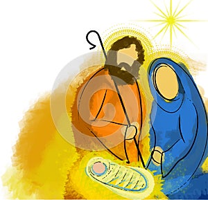 Holy family Christmas nativity abstract