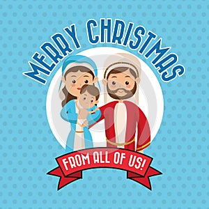 Holy family icon. Merry Christmas design. Vector graphic