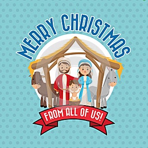 Holy family icon. Merry Christmas design. Vector graphic