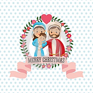 Holy family icon. Merry Christmas design. Vector graphic