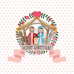 Holy family icon. Merry Christmas design. Vector graphic